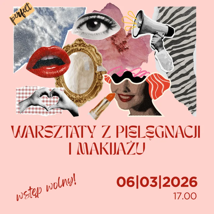 Na plakacie widoczny kolorowy kolaż w klimacie dnia kobiet