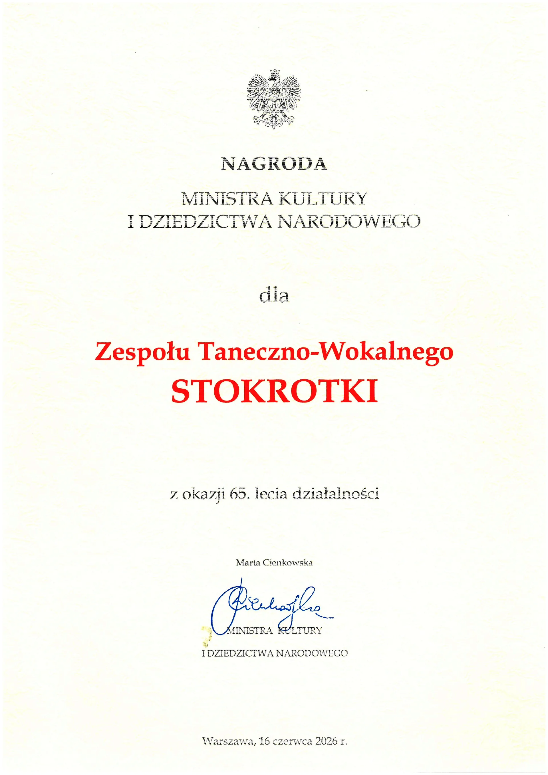 Nagroda Ministerstwa Kultury i Dziedzictwa Narodowego