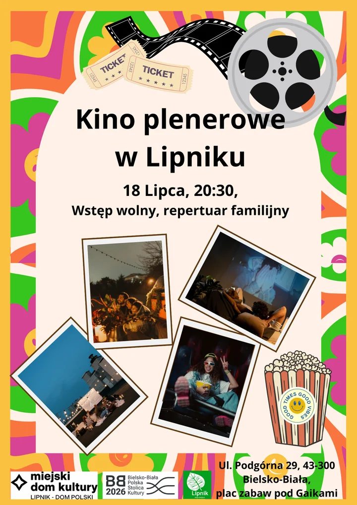 Zdjęcia z kina plenerowego, data 18 lipca 20:30 w Lipniku
